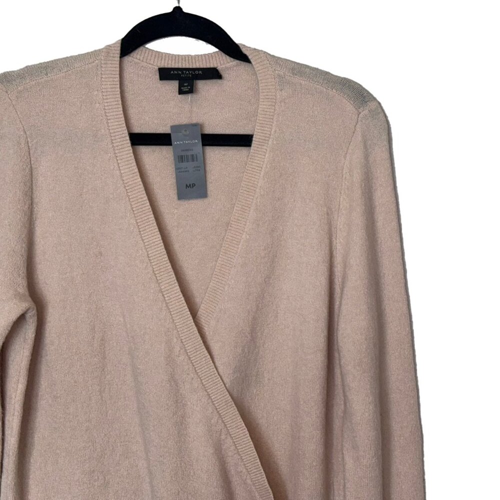 Ann Taylor Blush Pink Wool-Alpaca Blend Wrap Sweater - Size MP - NWT